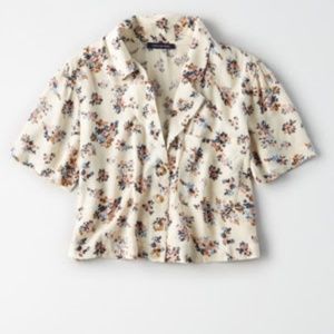 CROPPED BUTTON UP BLOUSE